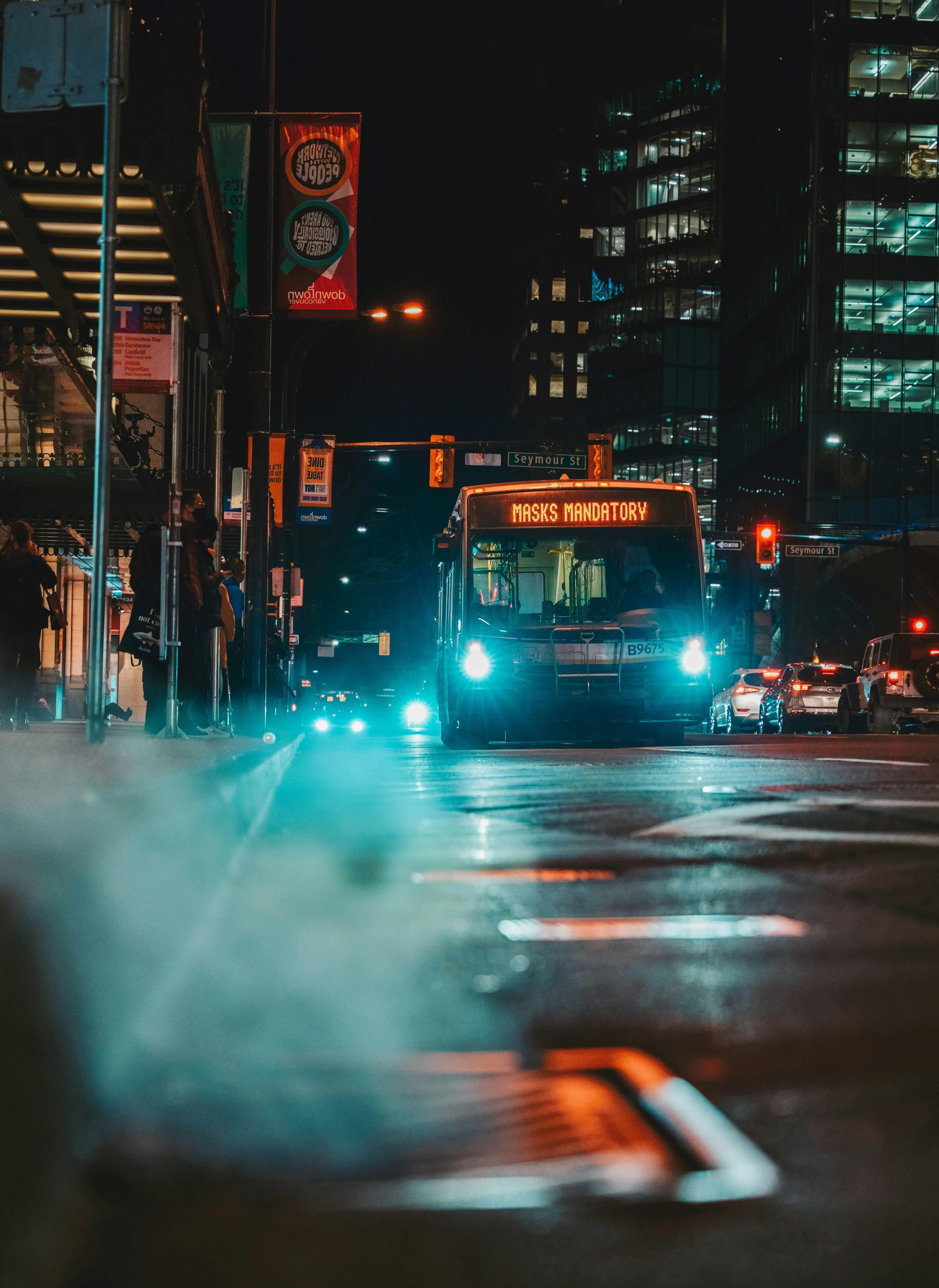 Bus full of smoke