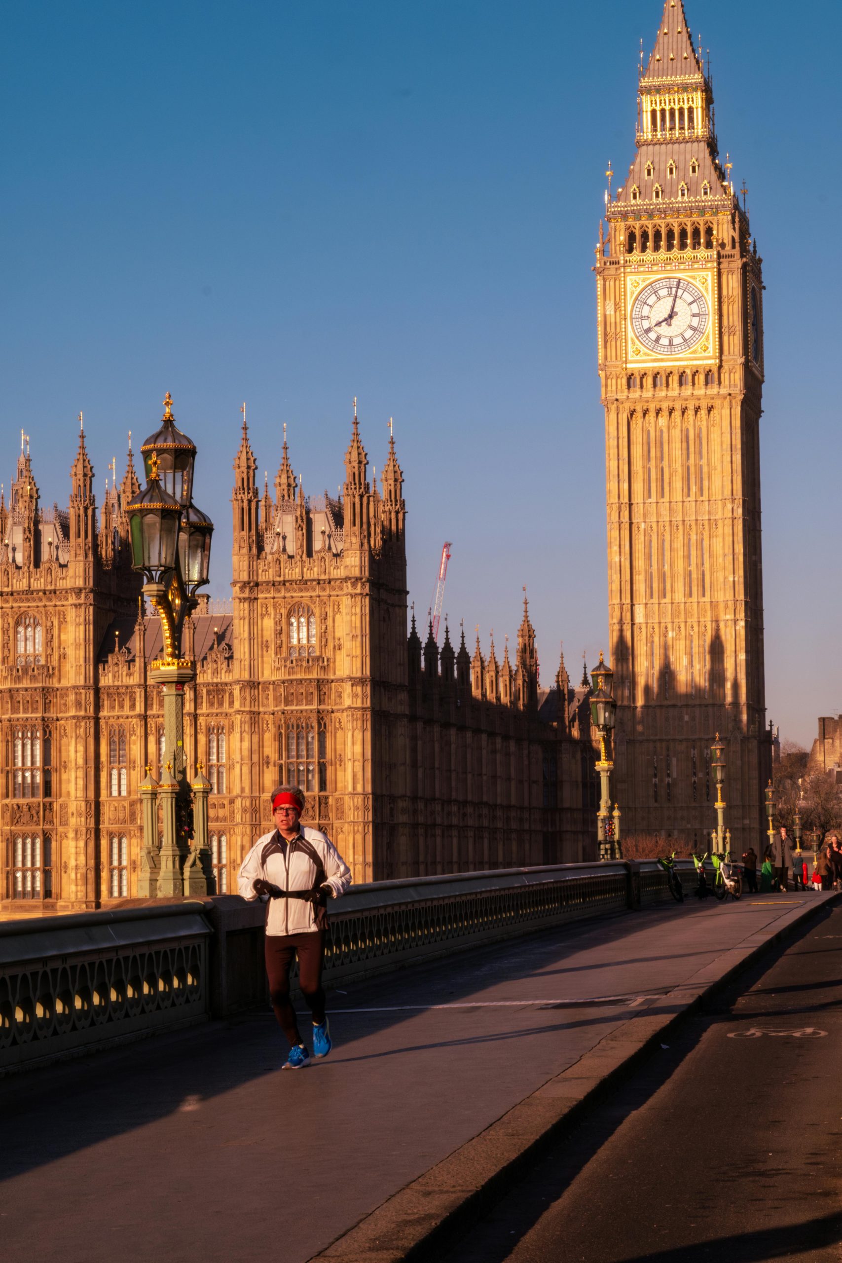 Bloke jogging down the cycle lane on London Bridge this morning